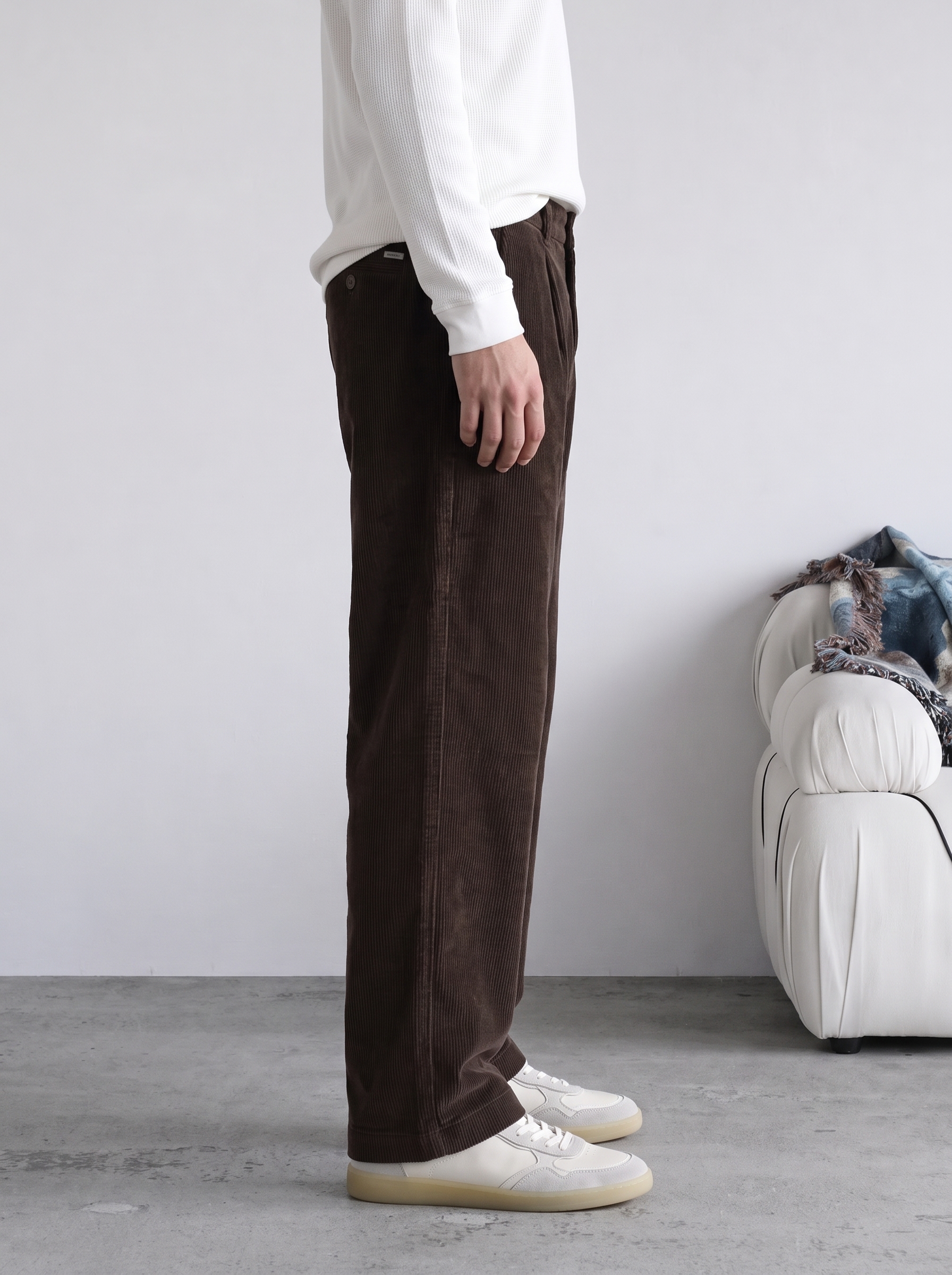 BAGGY KALIP FİTİLLİ KADİFE — KAHVE